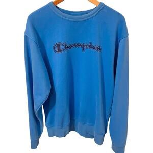 Champion Blue Crewneck Sweatshirt Logo Pullover Fleece Men’s Medium